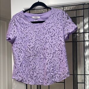 Tan Jay Lavender Lace Short Sleeve Top